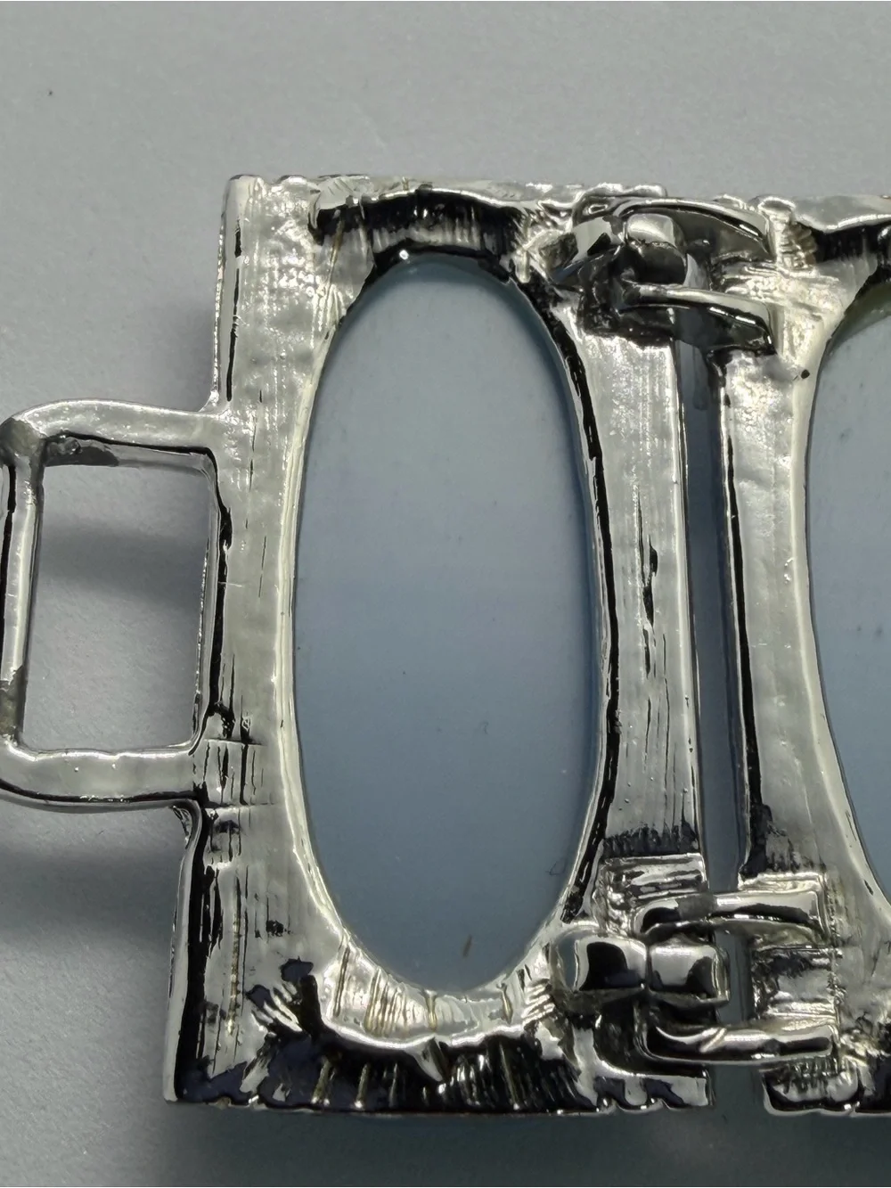 Vintage Blue Thermoset Panel Bracelet Silver Tone Mid Century